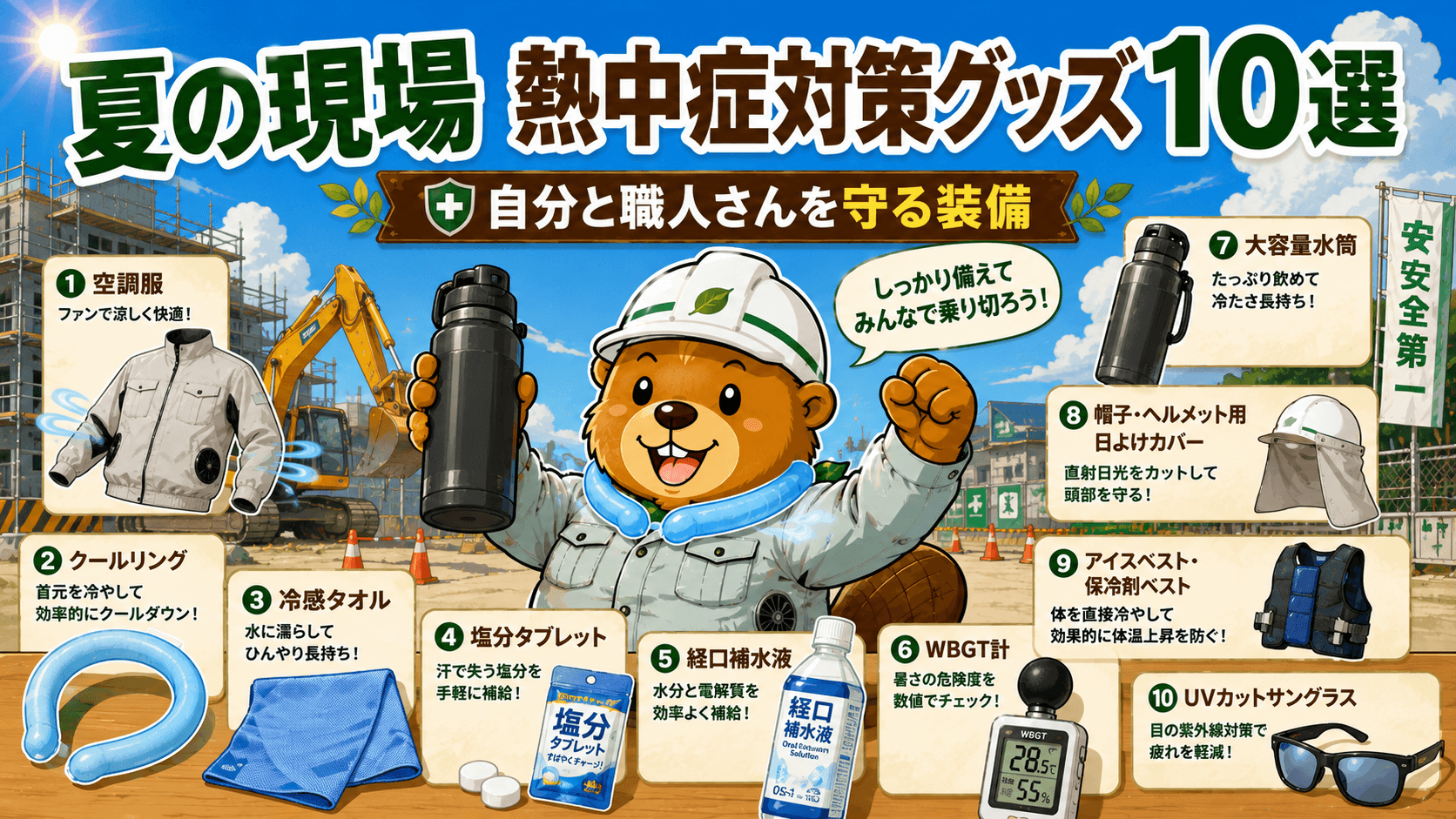 夏の現場の熱中症対策グッズ10選【監督が自分と職人さんを守る装備】