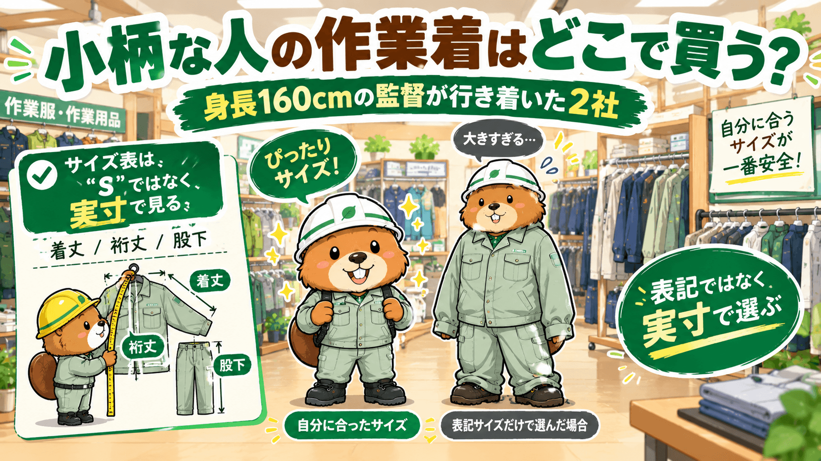 小柄な人の作業着はどこで買う?【身長160cmの監督が行き着いた2社】