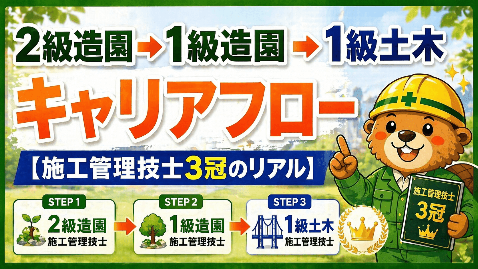 「2級造園→1級造園→1級土木」取得までの全キャリアフロー【施工管理技士3冠のリアル】