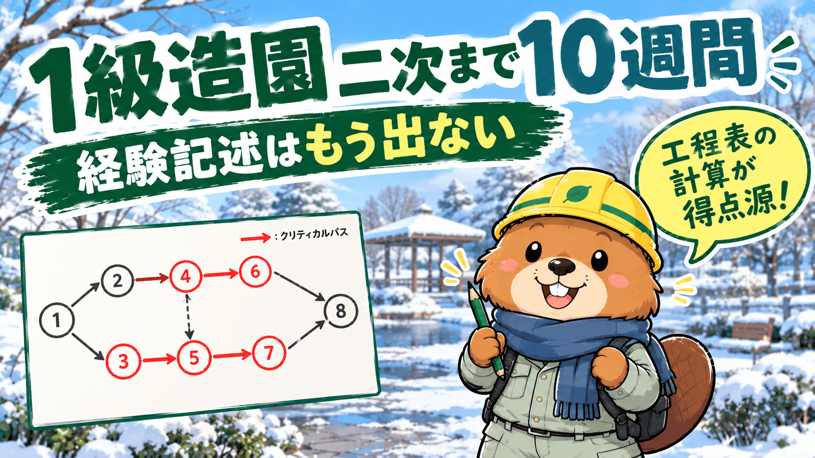 1級造園 第二次検定(12月6日)残り10週間の追い込み【週別プランと得点源】